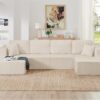123" Cloud Sectional Couch with U-Shape Chaise,Modern Modular Sofa with Deep Seat, Upholstered Couches for Living Room Bedroom,No Assembly Required Beige (3, Beige)