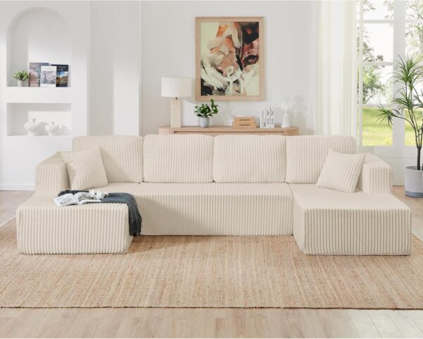 123" Cloud Sectional Couch with U-Shape Chaise,Modern Modular Sofa with Deep Seat, Upholstered Couches for Living Room Bedroom,No Assembly Required Beige (3, Beige)
