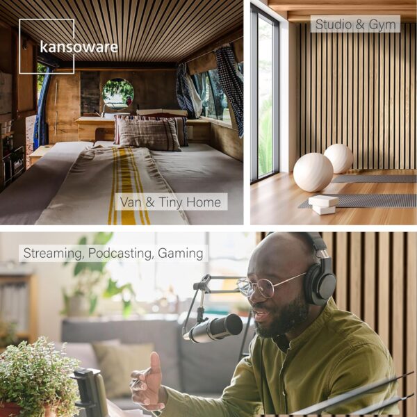 Two Acoustic Wood Wall Veneer Slat Panels - Natural Oak | 94.49 x 12.6 Each | 16.54 sq ft. Coverage | Use for Soundproof Paneling, Interior Design, Outdoor Space, Van Restorations