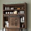 Shintenchi Over The Toilet Storage Cabinet, Bathroom Storage Cabient with Sliding Doors, Bathroom Storage Shelf Organizer with Adjustable Shelf and Anti-Tip Device, Walunt