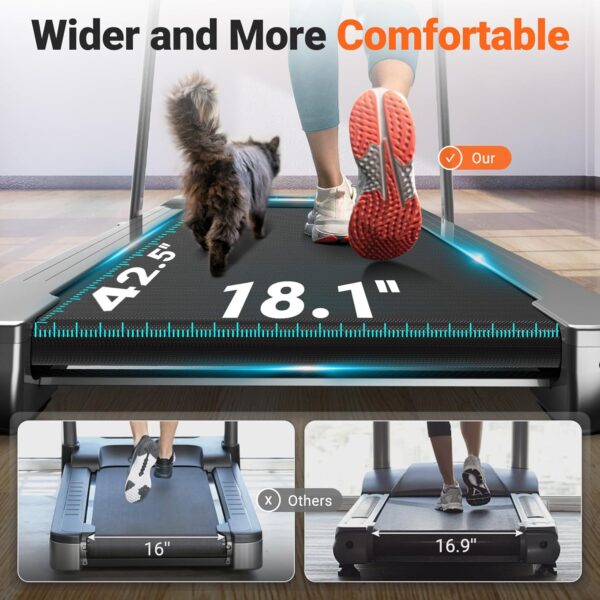 THERUN Walking Pad Treadmill, 3.0 HP Under Desk Treadmills, 2 in 1 Portable Treadmill for Home, Walking Pad with Handle Bar, 18" Widened Running Belt, 350 lbs Capacity with App Connection, Remote