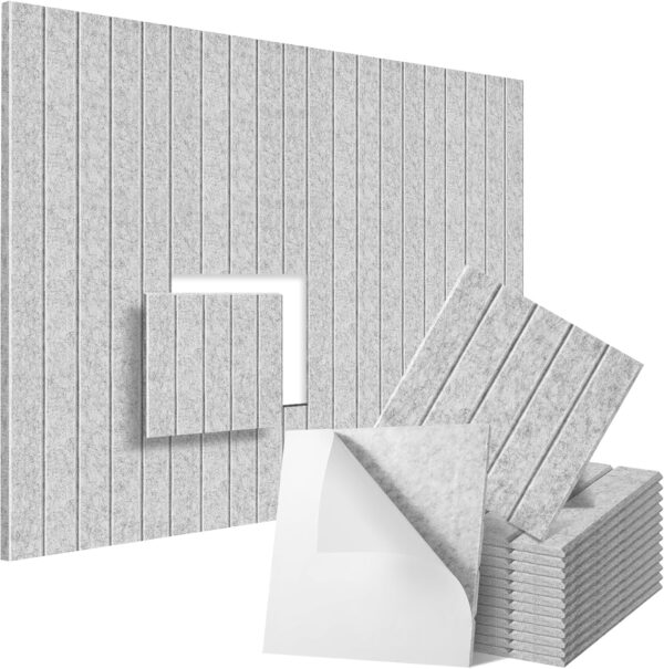 12 Pack Sound Proof Foam Panels for Walls 12"x12"x0.4'', Self Adhesive Soundproof Wall Panels, High Density Acoustic Foam Panels is Widely Used for Acoustic Treatment In Various Spaces(Gray)