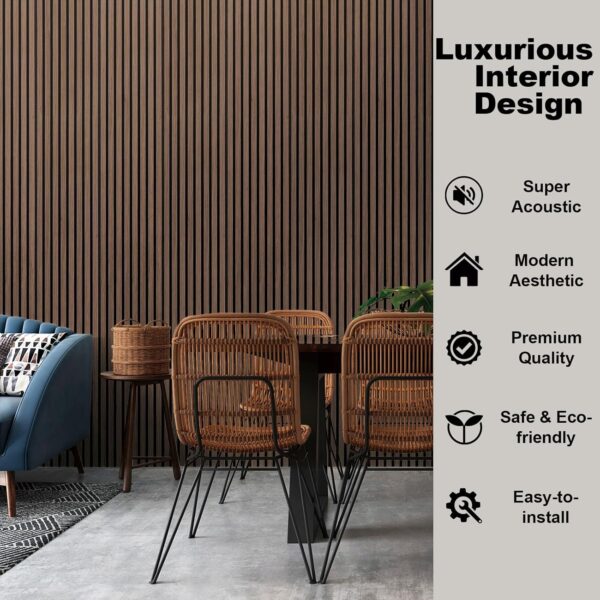 Wood Wall Panels, 2 Pack Wood Slat for Wall, Decorative Acoustic Panels for Interior Wall, 94.5"×12.6" Slat Wall Paneling, 3D Soundproof Panels for Living Room, Bedroom, Offices,Natural Walnut