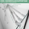 Shower Door Support Bar, Wall-to-Glass Support Arm 450-700mm Long to Fix Frameless Glass Panel, Suitable for 5/16"(8mm) to 3/8"(10mm) Thick Glass Door, Polished Silver
