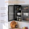 Black Glass Display Wall Storage Cabinet,Bathroom Wall Cabinet,Wall Mounted Cabinet, Floating Cabinet with Adjustable Shelves for Kitchen,Dining Room,Laundry
