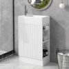 18.6" Small Bathroom Vanity with Sink - Bathroom Cabinet with Two-Tier Shelf, Toilet Paper Holder and Soft Closing Door