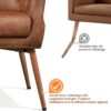 Yaheetech Modern Accent Chair, PU Leather Retro Armchair, Upholstered Barrel Chair with Metal Leg and Comfy Seat Cushion for Living Room Bedroom, Retro Brown