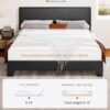 SHA CERLIN Black Queen Platform Upholstered Bed Frame with 3 Level Height-Adjustable headboard, Wood Slats Support, No Box Spring Needed, Easy Assembly, Easy Clean Up
