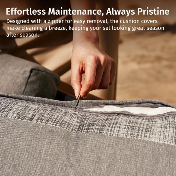 EAST OAK Outdoor Furniture | Life Chatter Loveseat | 2 Seater Sofa with 6.7" Thick Washable Cushions | Deep Seating Patio Furniture for Garden, Porch, Balcony & Backyard | Misty Grey