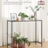 VASAGLE 39.4 Inches Console Table, Tempered Glass Sofa Table, Modern Entryway Table, Metal Frame, Easy to Assemble, Adjustable Feet, for Living Room, Hallway, Black ULGT026B01