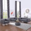 Morden Fort Faux Leather Couch, 71" W Modern Faux Leather Office Sofa Easy to Clean with Highly Wear Resistant Seats and Metal Legs, 3 Seater Couches for Living Room Apartment Lounge Grey