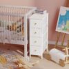 Fixwal Narrow Storage Cabinet, Narrow Nightstand Dresser with 4 Drawers, Slim Fabric Dresser Storage Tower for Small Spaces, White Dresser, for Bedroom, Bathroom, Laundry, Closet