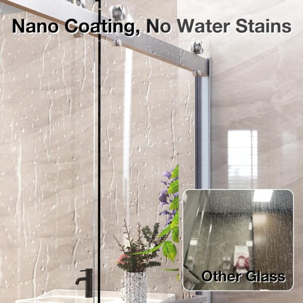 Frameless Shower Door, 5/16" (8mm) Clear Tempered Glass Shower Door, 56-60" W x 74" H, Quiet Soft-Close, Reversible Installation, SGCC Certified (Brushed Nickel-Double Sliding Style A, 60" W x 74" H)