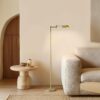 Brightech Leaf Pharmacy LED Reading Lamp, Dimmable Floor Lamp with Easy Rotation over Chair or Desk for Living Rooms & Offices, Adjustable Standing Tall Lamp, For Sewing & Crafts, Antique Brass (Gold)