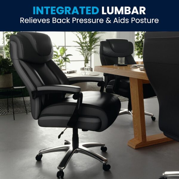 Flash Furniture Hercules Series High-Back Swivel LeatherSoft Office Chair, Ergonomic Executive Chair with Headrest and Adjustable Height, Black