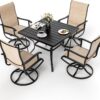 Pamapic 5-Piece Patio Dining Set, Outdoor Furniture with 4 Textilene Swivel Chairs, Outdoor Table and Chair Set for Garden, Backyard, Poolside, Deck, Beige