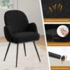 Black Dining Chairs Set of 4, Modern Dining Chairs with Arms and Sturdy Metal Legs, Boucle Fabric Upholstered Kitchen Dining Chairs for Dining Room, Living Room, Bedroom