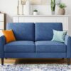 LINSY Loveseat Sofa Couch - Comfy 58" Small Loveseat for Small Spaces Modern Couches with Thick Cushion, Ergonomic Design Soft Sofa for Living Room Bedroom Apartment (Blue)