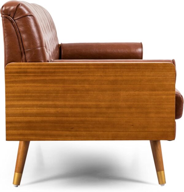 KEIKI 72" Sofa Couch with Wood Frame,Button-Tufted Fabric,Iconic Splayed Legs,Mid Century Modern Design