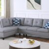 3 Piece Modular Sectional Sofa with Right Chaise, L-Shaped Nailhead Decor Faux Leather Upholstered 5 Seater Corner Sofa&Couch with Cupholders and Storage Ottoman for Home/Apartment/Office Living Room