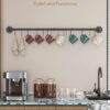 OROPY 38 inch Pot Bar Rack Wall Mounted Detachable Pans Hanging Rail Kitchen Lids Utensils Hanger with 14 S Hooks Black