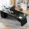 Tribesigns L-Shaped Executive Desk, 78" Modern Office Desk with Drawers and Lateral File Cabinet, Large Computer Table with Storage Shelves, Workstation for Home Office (Grey + Black)