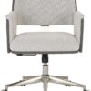 Realspace® Modern Comfort Picali Bouclé Fabric/Vegan Leather Low-Back Task Office Chair, White Stone/Gray/Brushed Nickel, BIFMA Compliant