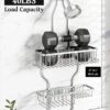 YASONIC Shower Caddy Hanging - Never Rust Shower Organizer - Aluminum Over The Shower Head Caddy with 10 Hooks for Razor/Sponge - Shower Rack with Soap Basket - Silver