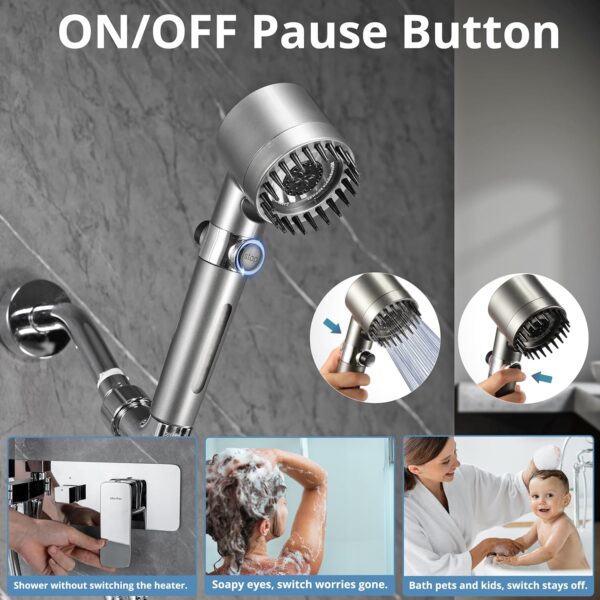 Ion Drops Shower Head with Fiters for Hard Water, High Pressure Handheld Shower Head with On Off Switch for Rv/Camper,Filtered Iondrops Showerhead with Hose (Gun Grey,2 Filters)