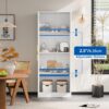 Cozy Castle Kitchen Pantry Cabinet, 71" Tall Wood Storage Cabinet with Doors and Shelves 4 Doors Freestanding Cupboard Utility Hutch for Dining Room Living Room Bathroom Furniture, White