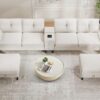 WEUP 115” Modern Cloud Couch Sectional Sofa with Bluetooth Speaker & USB Charger, LED Light, Storage Ottomans, Comfy Boucle U-Shaped Sectional Couches for Living Room, Apartment, White