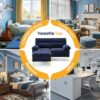 Hanherry 63.8" Sectional Sofa for Living Room, L Shape Couch 2 Seater Loveseat with Ottoman, Modern Chenille Fabric Small Sofa with Ottoman Footstool & Fluffy Armrests for Apartment, Small Space