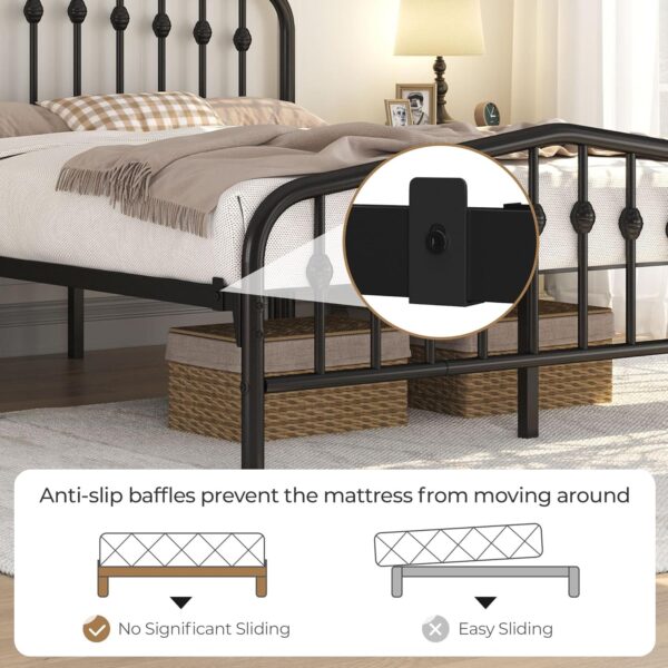 Yaheetech Queen Bed Frames Metal Platform Bed with Victorian Style Wrought Iron Headboard and Footboard/Easy Assembly/No Box Spring Needed/Black Queen Bed