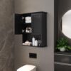 Black Bathroom Cabinet 23x29 inch Wooden Medicine Cabinet with 2 Doors and Adjustable Shelf, Wall Mounted Over Toilet Storage