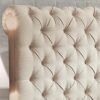 Rosevera Gideon Bed Frame/Fabric Upholstered Bed Frame with Adjustable Headboard/Chesterfield-Styled/Wood Slat Support/Easy Assembly,Queen,Beige