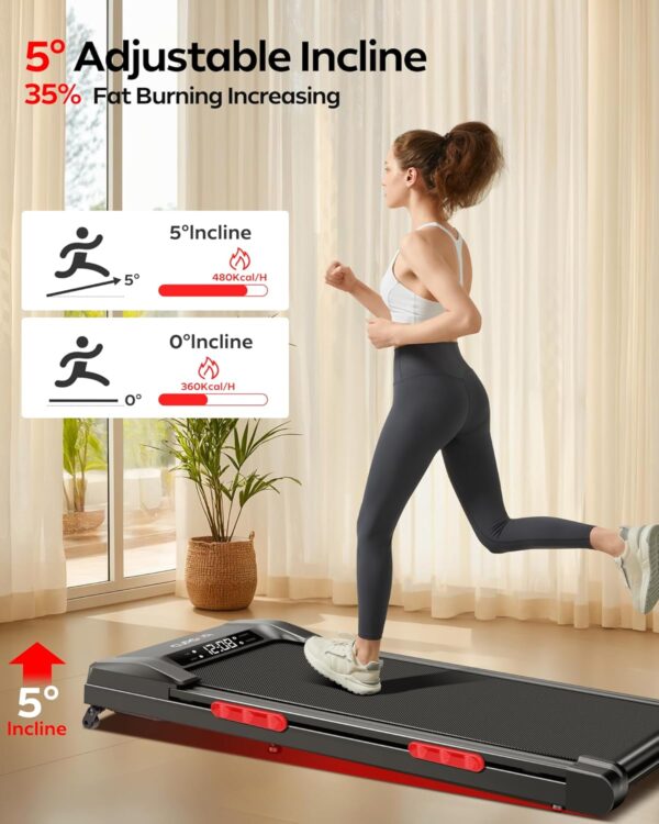 CURSOR FITNESS Walking Pad Treadmill with Incline, Under Desk Treadmill with Triple Shock-Absorbing System, 2.5HP Quiet Brushless, Portable Walking Treadmill with Remote Control