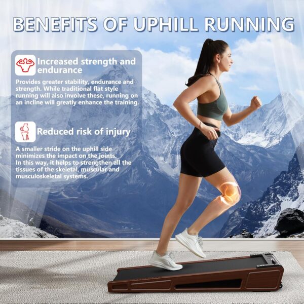 GOYOUTH Walking Pad with 5% Incline, Under Desk Treadmill, Compact Jogging Machine, Wooden Treadmills for Home Office & Small Space, 12 HIIT Programs
