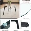 Modern Black Luxury Round Glass Dining Set for 4, 5 Pcs Large Minimalist Circle Kitchen Table Set, 47'' Clear Circular Glass Top Dinner Room Set, Black High-end Tufted Chairs, for Home