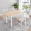 VOWNER 63” Extendable Dining Table Set for 4-6 People, 5-Piece Dining Table Set for 4 People with 4 Chairs, Kitchen Table Set with MDF Board and Metal Frame, for Small Space, Apartment, Nature Wood