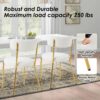 Clear Round Glass Top Dining Table Set for 4, 35'' Modern Luxury Circle Dinner Room Set, 5 PCS Minimalist Tulip Circular Kitchen Table Set, White Boucle Chairs, for Small Apartment (Gold)