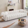 110.2'' Modern Sectional Modular Oversized Sofa Comfortably Tufted Upholstered Deep Seat Sherpa Sofa Boucle Velvet Fabric 4-Seater Sectional Sofas For Living Room Office Apartment (Boucle + Beige)