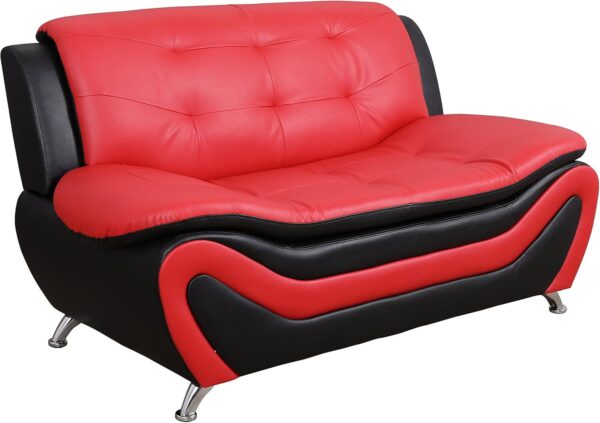 Beverly Fine Furniture Aldo ((3 Piece) Modern Sofa Set, Black/Red