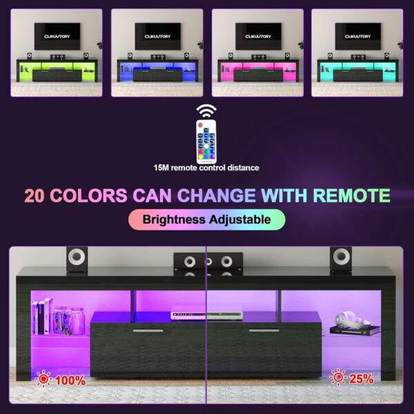 81JQQ-ejQEL._AC_SL1500_.jpg Clikuutory Modern LED 63 inch Long TV Stand with Large Storage Drawer for 50 55 60 65 70 75 Inch TVs, Black Wood TV Console with High Glossy Entertainment Center for Living Room, Bedroom, Black