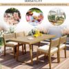 Outdoor Table and Chairs 5 Piece, Patio Dining Set for 4,Outside Wood Patio Furniture Sets for Backyard, Balcony, Garden, Porch, Deck, Lawn, Poolside, Farmhouse, Indoor, Beige