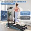 ANCHEER Walking Pad Treadmill with Incline&Adjustable Height,4 in 1 Under Desk Treadmills with Removable Desk Workstation,Foldable Treadmill for Home 300lbs Max,3 Type Control,Installation-Free
