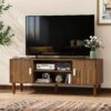 43" TV Stand for TVs up to 55 Inch, Entertainment Center with Storage and Adjustable Shelves, Modern Media Console for Living Room, Walnut