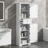67.3“ Tall Linen Bathroom Storage Cabinet, Modern Linen Cabinet Freestanding with 2 Doors and 1 Drawer, Bathroom Organizers Storage, Shelves for Bathroom, Living Room, Anti-Tipping (White)