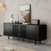 81KIznls7fL._AC_SL1500_.jpg Boho TV Stand for 55-65 Inch TV, 4 Doors, Entertainment Center with Adjustable Shelf, TV Console with 4 Cabinets, Media Console, Solid Wood Feet, Cord Holes for Living Room, Bedroom, Black