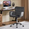 Yaheetech Modern Velvet Home Office Chair Ergonomic Adjustable Makeup Vanity Chair with Padded Armrests Big Seat for Office, Bedroom, Dark Gray