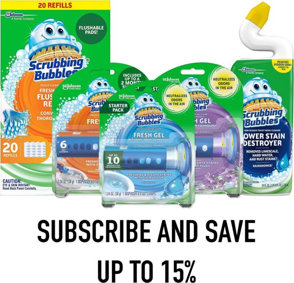 Scrubbing Bubbles Flushable Toilet Bowl Wand Cleaner Refills, Fresh Brush Cleaner Toilet Refill Pads, Removes Limescale & Odors, Citrus Scent, 20 Count (Pack of 2)